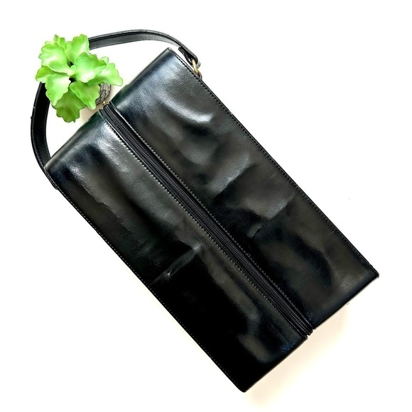 Black Leather Wine Bottle Case Bag Zippered Double Two Bottle Holder Padded - Picture 3 of 9